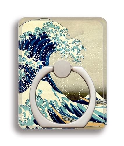 スマホリング 葛飾北斎 富嶽三十六景 神奈川沖浪裏 【日本の名画】 ホールドリング 葛飾北斎 歌川広重 東洲斎写楽落 下防止 スタンド機能 360°回転 日本画 浮世絵 絵画 アート おしゃれ デザイン iPhone Android 対応