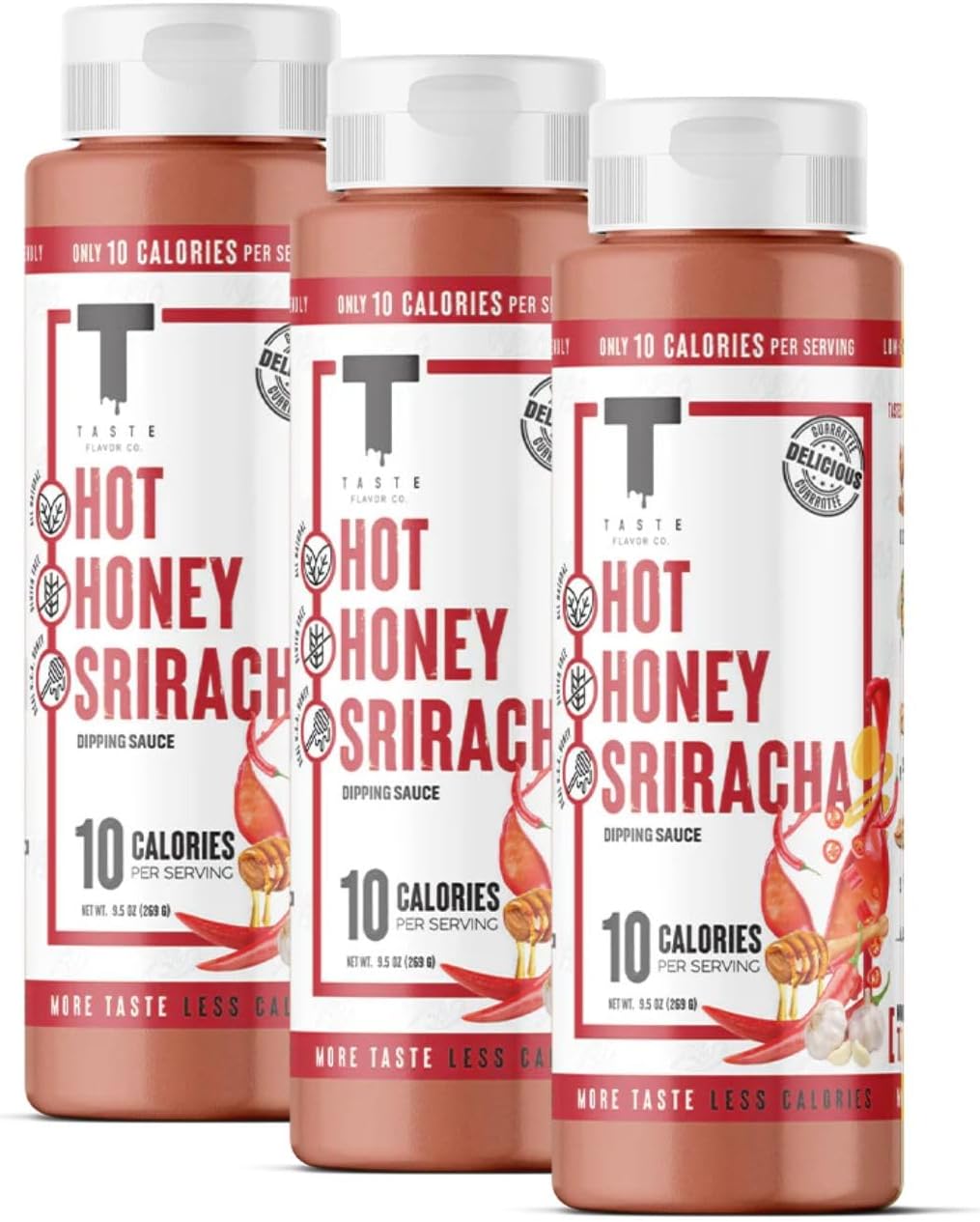 Grilling, Dipping Sauce and Marinade, Great Tasting, Low-Calorie Sauces, Keto Friendly, No Oils (3 Pack, Hot Honey Sriracha)