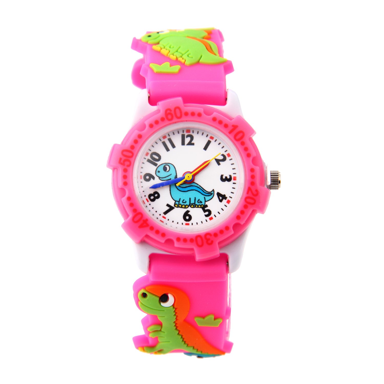 Jewtme Cute Toddler Children Kids Watches Ages 3-8 Analog Time Teacher 3D Silicone Band Cartoon Watch for Little Girls Boys