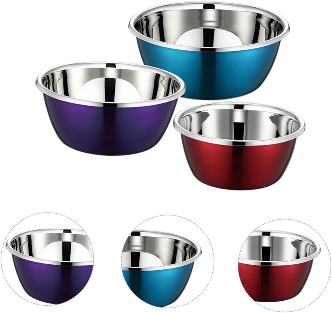 3pcs Stainless Steel Mixing Bowls Nesting Food Storage Containers for Kitchen Meal Prep and Baking Easy to Clean Design for Versatile Use