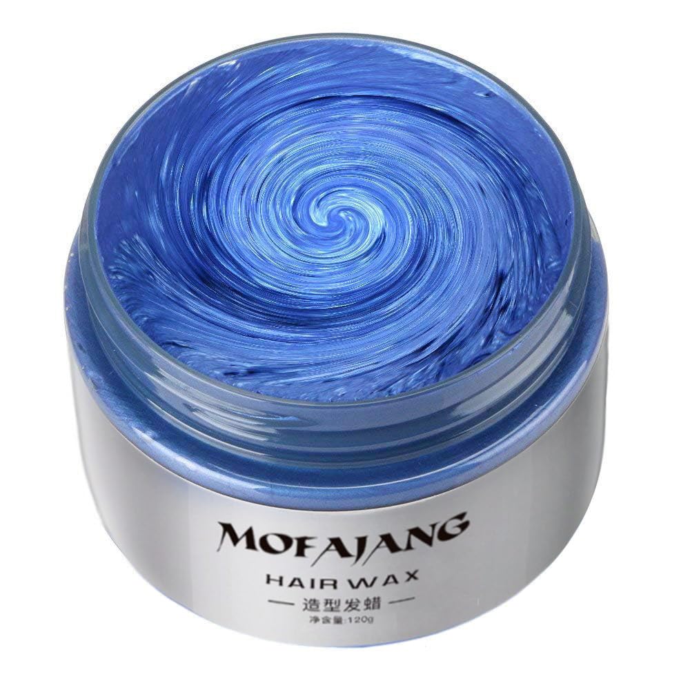 MOFAJANG Unisex Hair Wax Color Dye Styling Cream Mud, Natural Hairstyle Pomade, Washable Temporary,Party Cosplay (Blue)