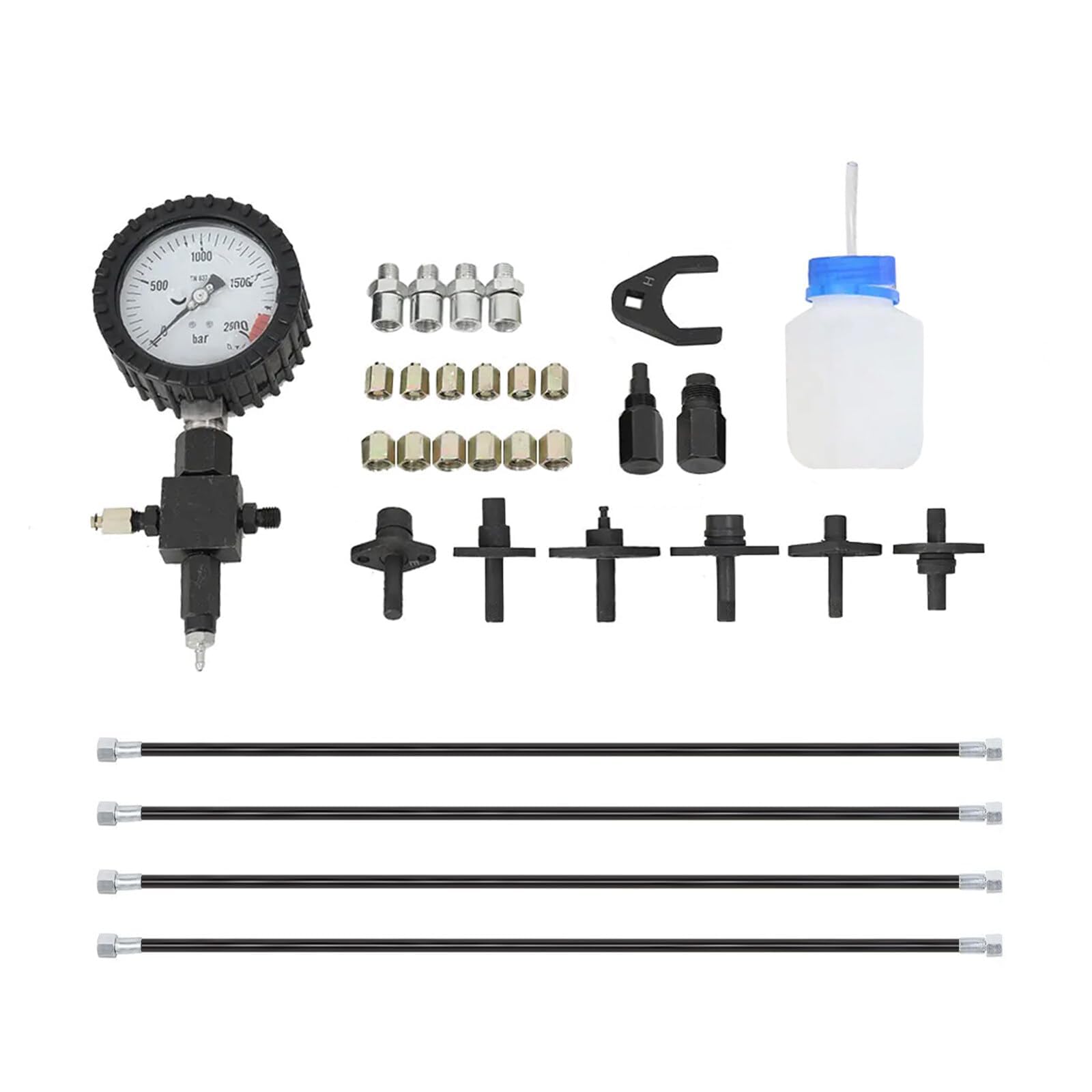 Kit di Tester della Pressione del Carburante, Kit Tester Diesel, Manometro Diagnostico ad Alta Pressione con Tubi di Iniettore per Test di Perdita, Strumento Professionale di Diagnostica Common Rail