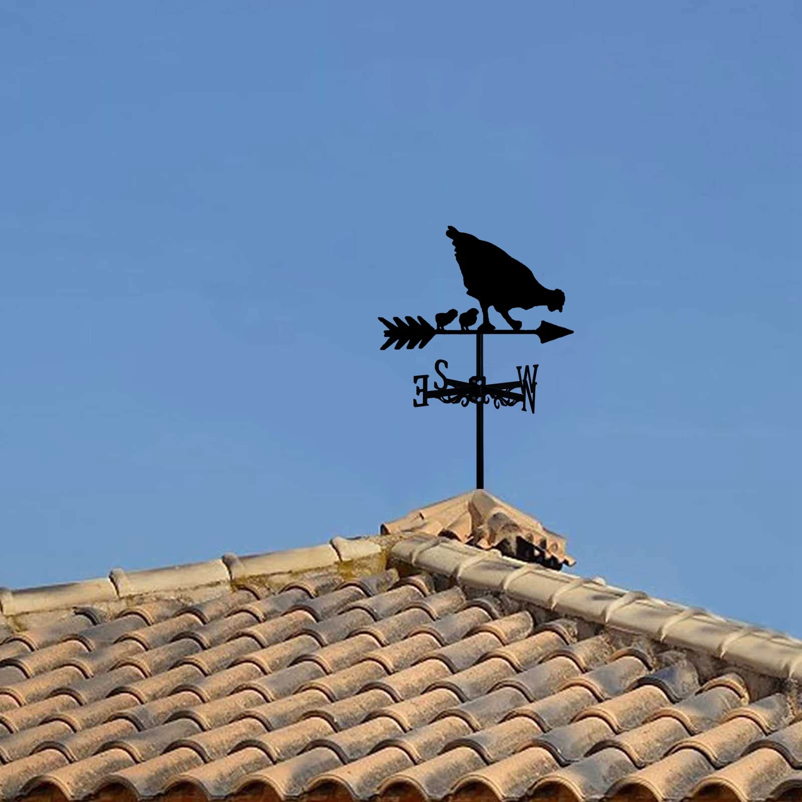 Poule et Poussins Girouette - Poule Girouette - Indicateur de Direction Vent DéCoratif pour Ferme en Plein Air