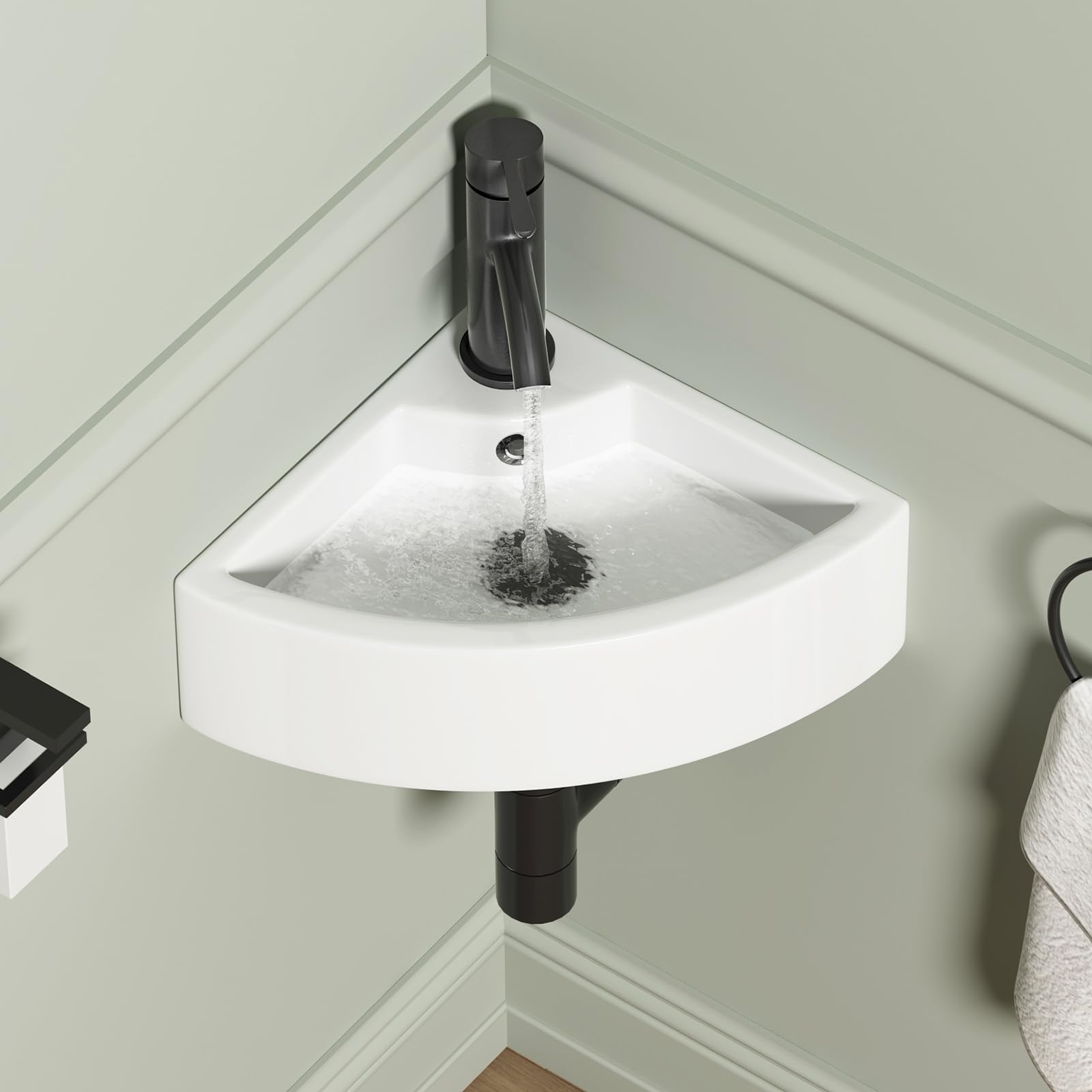 QISHKA 13 x 13 Triangle Floating Ceramic Sink