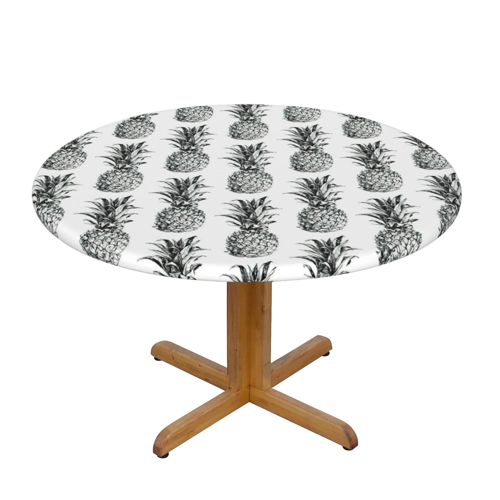 Tropical Theme Pineapple Fruit Pattern Print Oxford Wipeable Tablecloth Oil-Resistant Outdoor Table Cover Reusable Birthday Table Protector