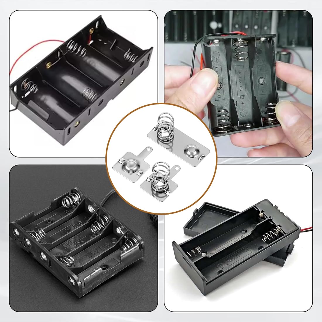 HAGNA 24 Set Positivo A Negativo Molla Contatto Piastra, 24 Pezzi Aa Batteria Piastra 28Mmx11Mm E 24 Coppie Aa Batteria Piastra 13Mmx11Mm