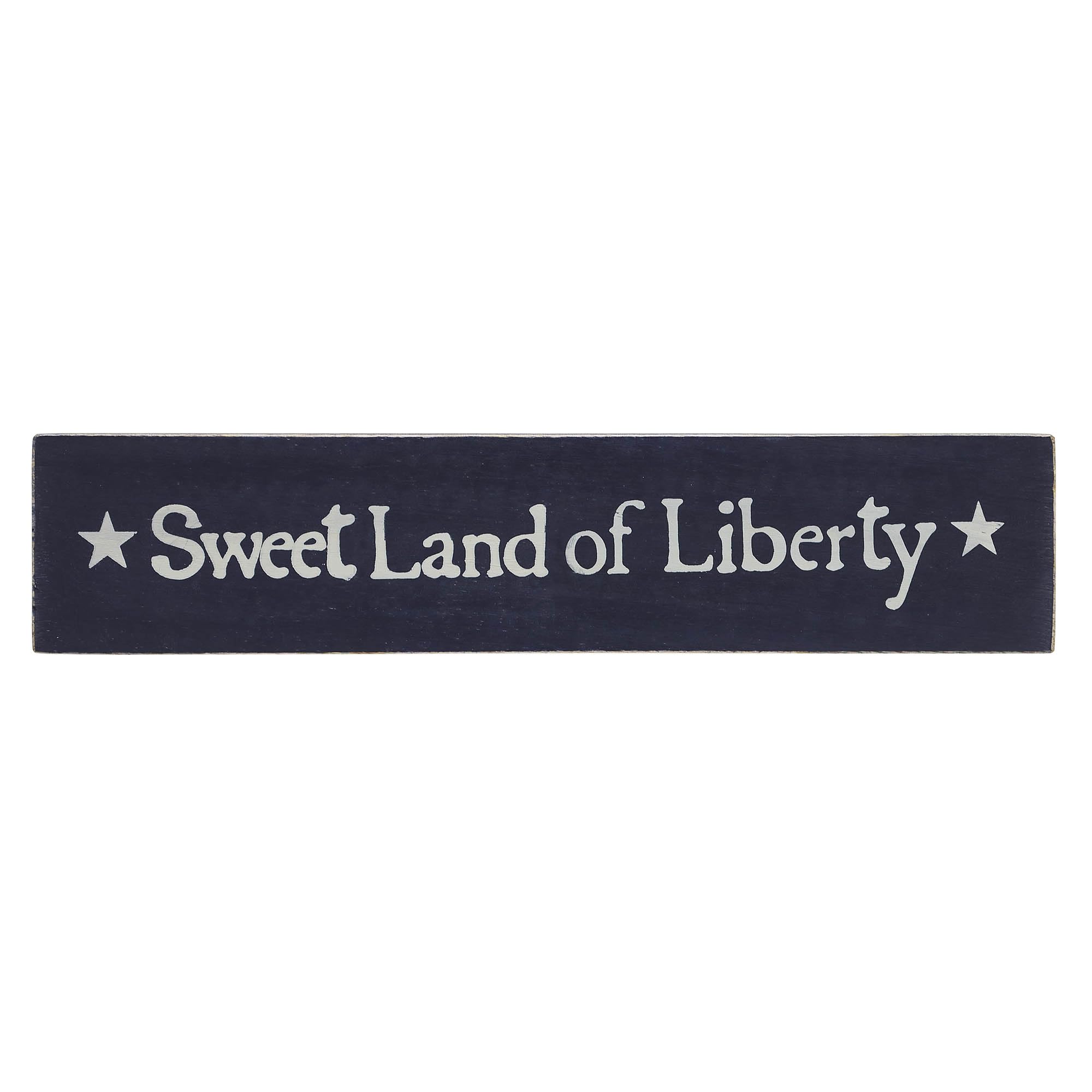 VHC Brands Sweet Land Of Liberty Blue Wooden Sign 2.75x13, Independence Day Decor, Patriotic Text, Printed Tropical Wood Sign, Rectangle Shape,