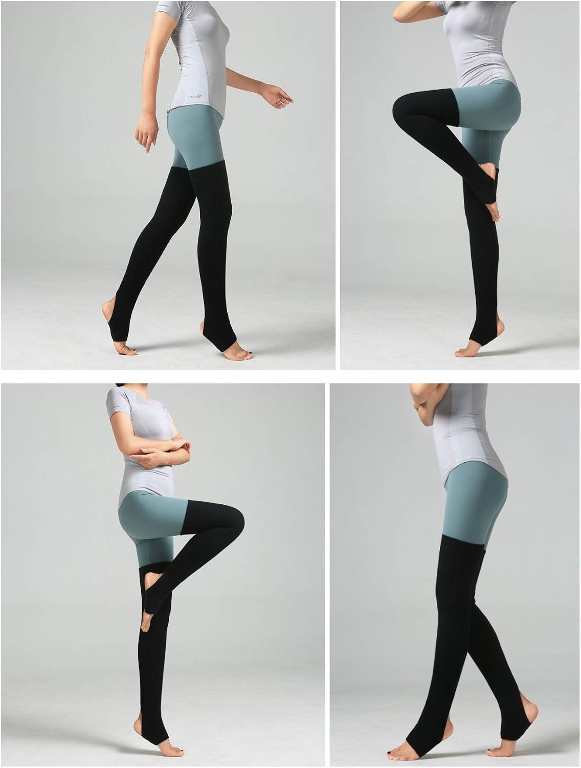 Women Over Knee High Socks Yoga Ballet Dance Knitted Stirrup Leg Warmers