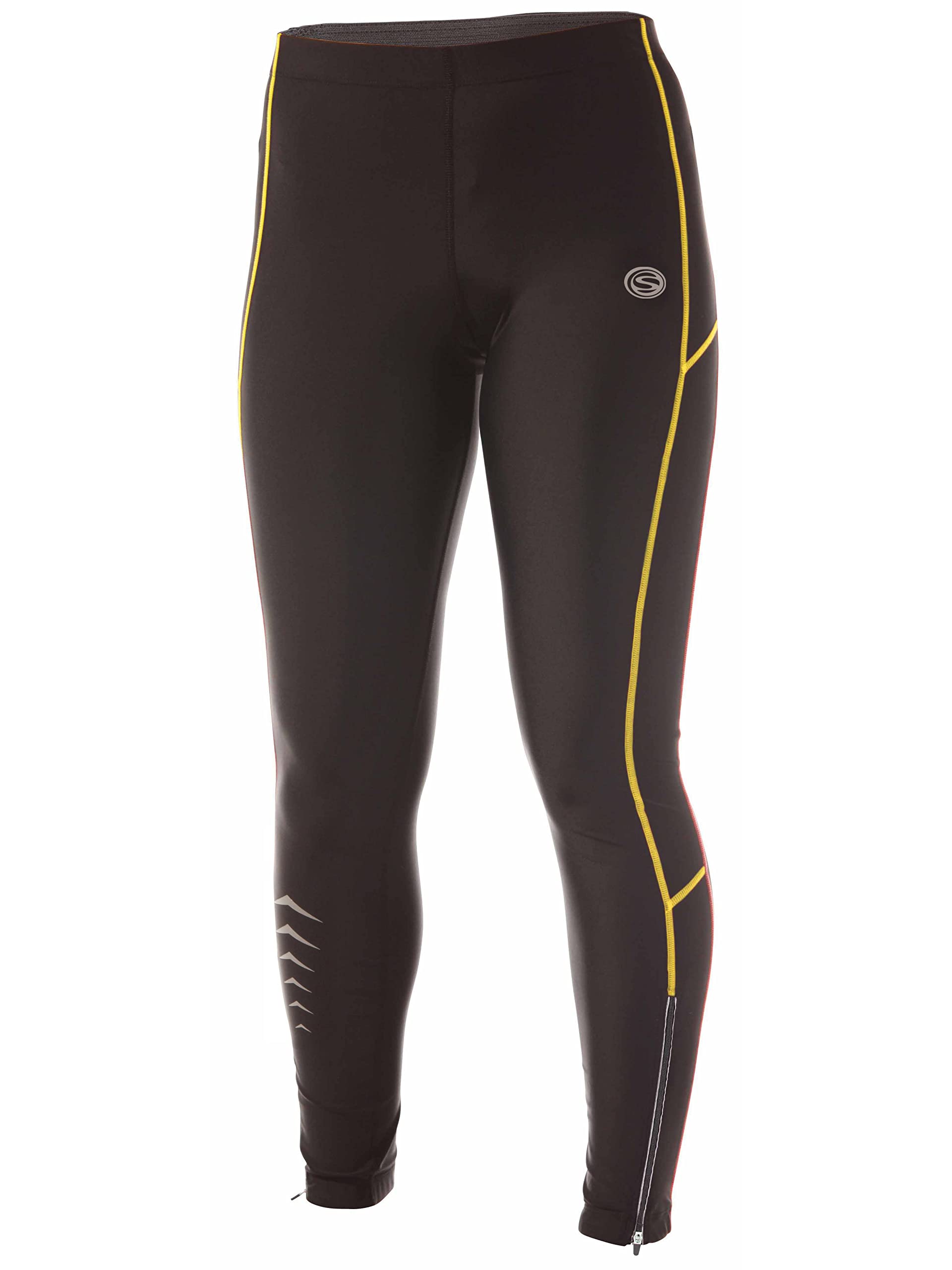 Ultrasport Quick Dry Thermo-Dynamic Pantalon de course Femme, Noir/Jaune, Large