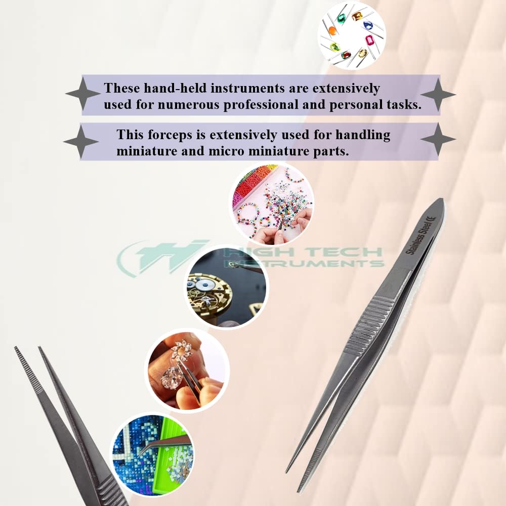 FTONOM5 Precision Stainless Steel Tweezers – Professional Anti-Slip Tweezers Set For Crafting, Cooking, Aquarium & More