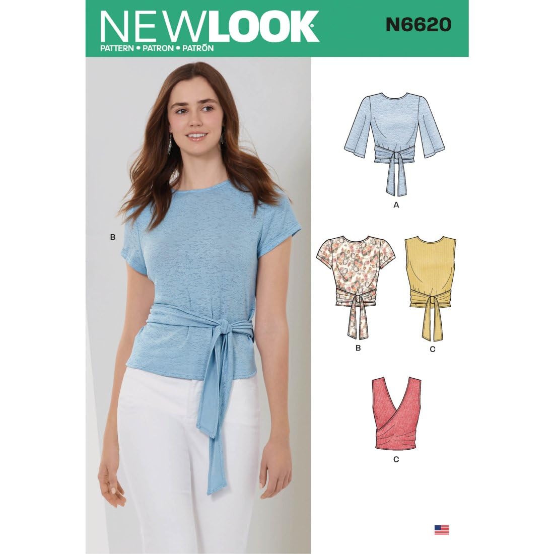New Look White Sewing Pattern N6620 Misses' Wrap Tops, Paper, Various
