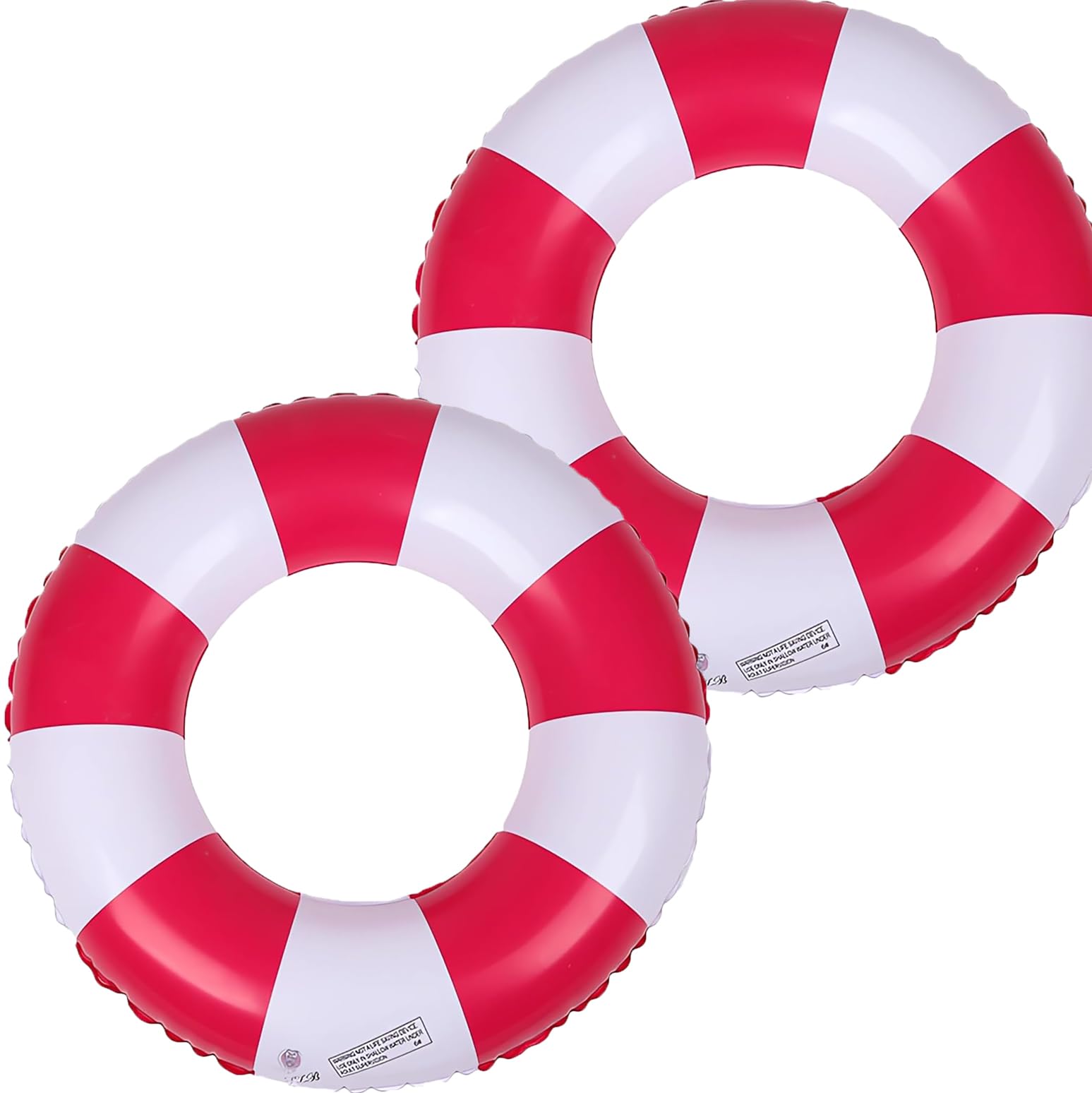 Stries Adult Swimming Ring - 2 x Inflatable Swimming Ring - Retro Striped PVC Swimming Ring - for Beach Holidays and Pool Parties