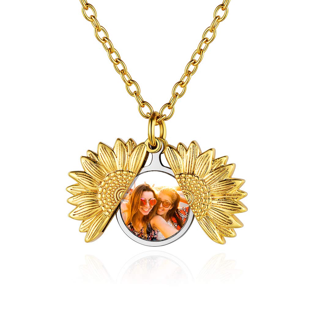Collana personalizzata con foto Collana personalizzata con proiezione di foto di girasole con immagine all'interno Collana con proiezione in argento sterling per donne, ragazze, moglie, mamma