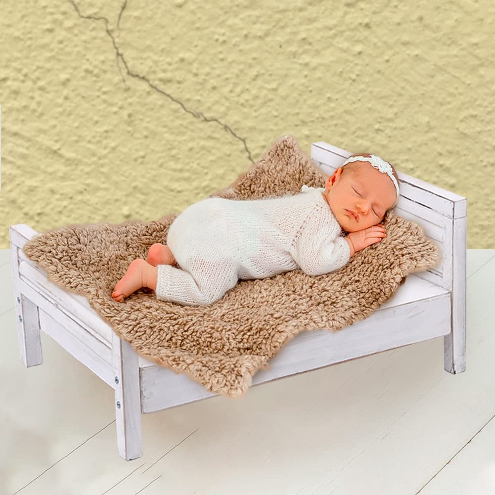 Newborn Photography Props Bed, Vintage Small Wooden Baby Photoshoot Props Bed for Newborn Baby Photoshoot Photo Studio Props