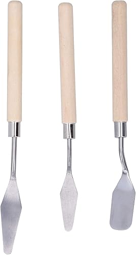 Juego de cuchillos de paleta, 3 unids mango de madera pintura al óleo raspador cuchillo de paleta mango de madera pintura cuchillo conjunto de