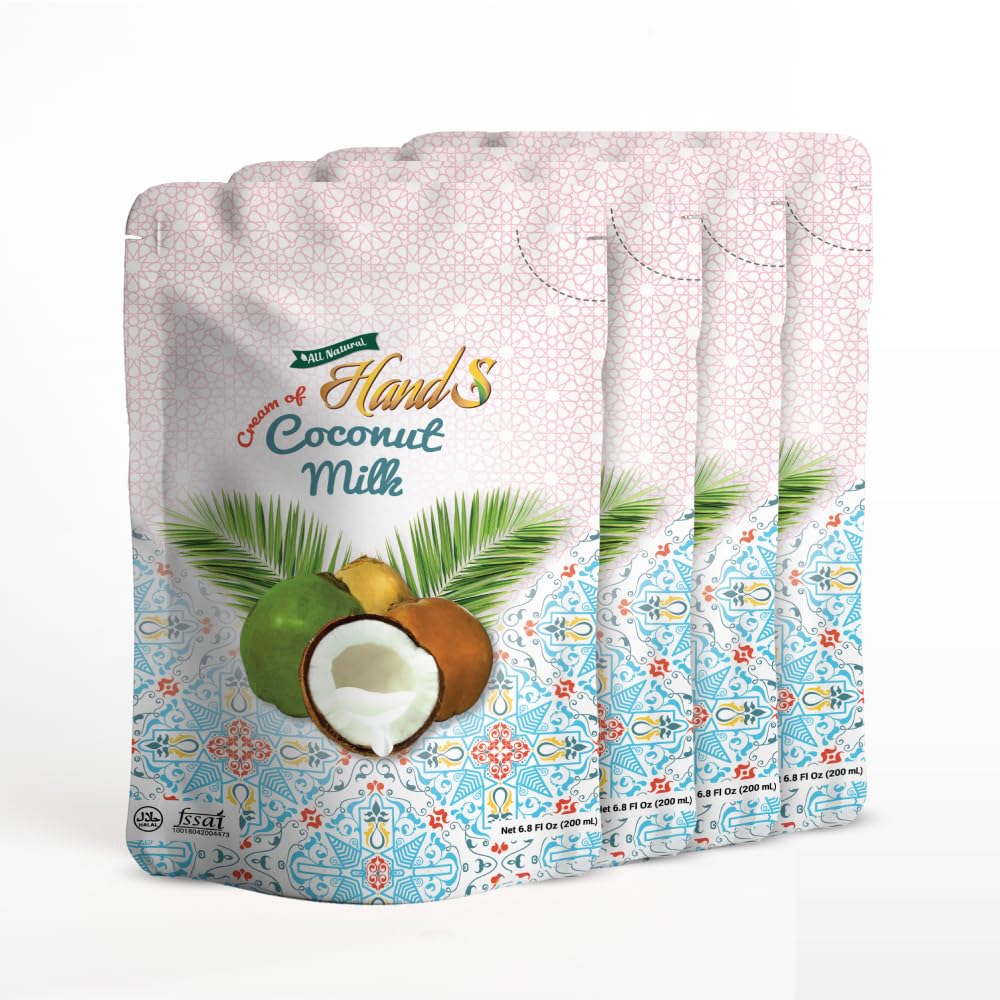 HandS Coconut Milk- 22% Fat, Extract of 2 Creamy Coconuts, Dairy Free, Real Homemade Taste No Added Sugar, Vegan and Keto Friendly (200ml Pack of 4)