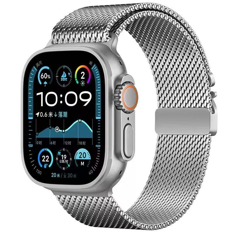 Amazon.co.jp: for Apple Watch バンド チタニウムミラネーゼループ 