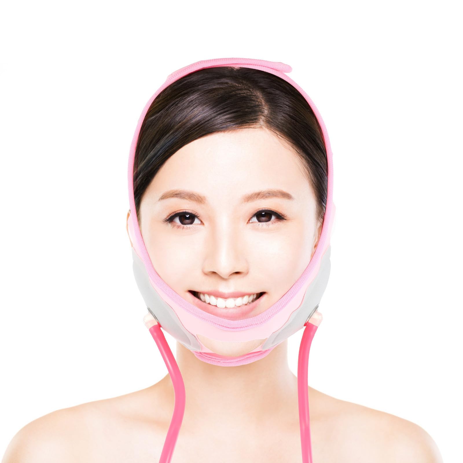 NOLITOY Bande Raffermissante Gonflable Visage et Double Menton, Outil de Remodelage V-Face pour Soin Musculaire, 1 Pièce Rose Adaptée Lifting Facial