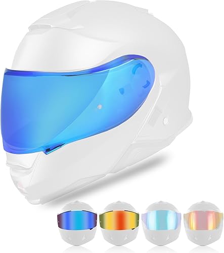 Visera de casco de viento de motocicleta, resistente a los arañazos, resistente al viento, lente protectora de PC de cara completa para CNS-3, Azul