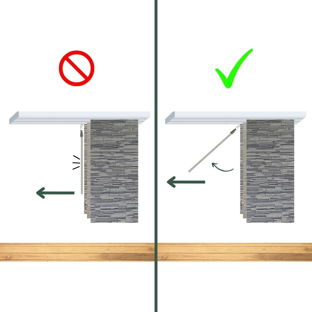 TENDAGGIMANIA Varilla cortinas tirador para movimiento, cortina corredera, paneles- Varilla de plexiglás transparente con gancho - 100 cm
