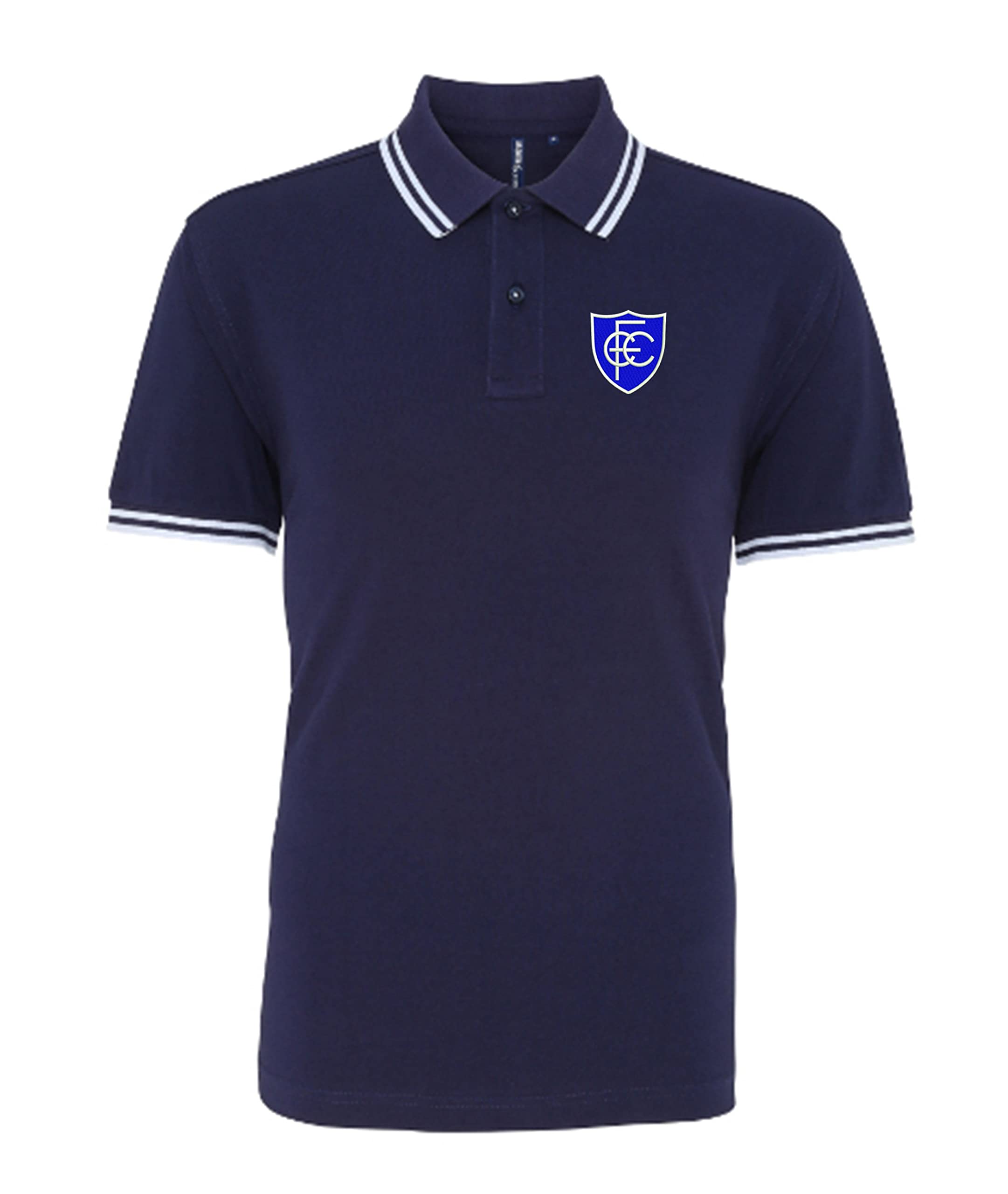 Chesterfield 1950s Retro Football Iconic Polo Embroidered Logo Navy/White