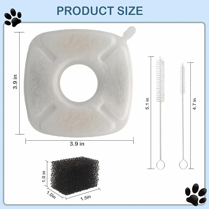 42 Filtros de Repuesto para Fuente de Agua para Gatos Veken 2L, 2.5L, 4L miniatura 2