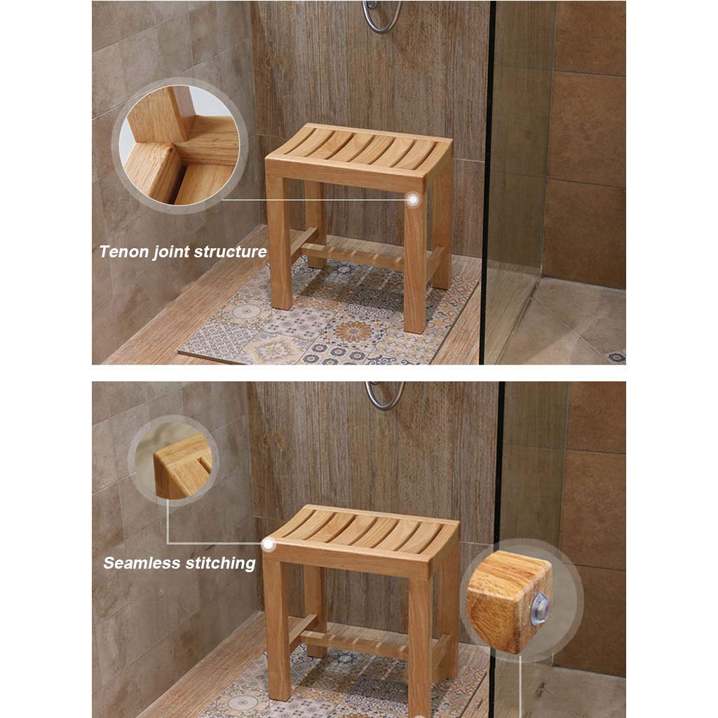 NMDCDH Silla de Ducha para bañera, Banco de Asiento de baño de bambú Impermeable, Taburete de Esquina de Madera para baño Interior o Exterior, Ayuda de Seguridad, Independencia y estabili