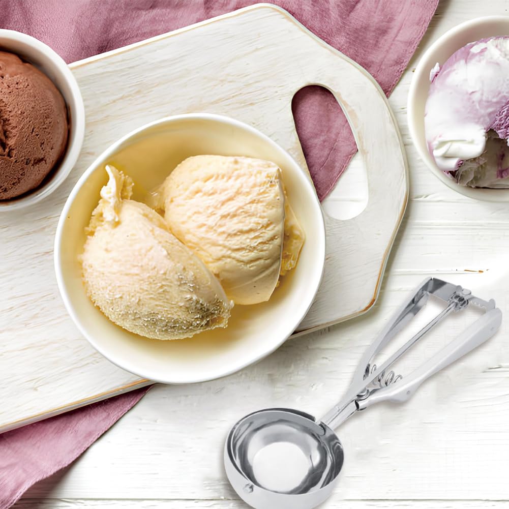 Paletta Per Gelato In Acciaio Inox 304 - Con Grilletto, 4cm Diametro, Per Porzionare Biscotti E Frutta - Foto 4