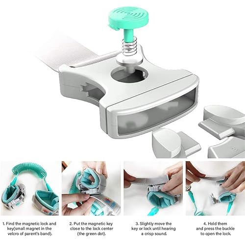 Miniatura 6 de Cuerda de tracción de muñeca antipérdida para niños, cuerda de tracción de muñeca para niños con cerradura de llave, arnés de seguridad para niños