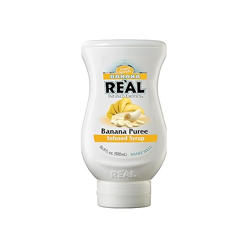 BANANA REÀL, jarabe con infusión de puré de plátano, botella exprimible de 16.9 onzas líquidas (paquete de 1)
