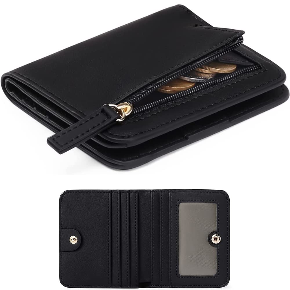 Women's Wallet RFID Blocking Leather Compact Bi-fold Wallet for Woman Zipper Coin Pocket Small Ladies Purse with ID Window Short Wallet Thin Multi-Card PU Coin Purse Exquisite