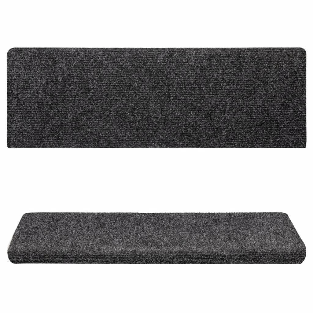 Stufenmatten Selbstklebend 15 Stück 65x21x4 cm Grau Rechteckiger Rand Treppenstufen Matten, Teppich Innen für Treppen, rutschfest Stufenmatten Treppenteppich