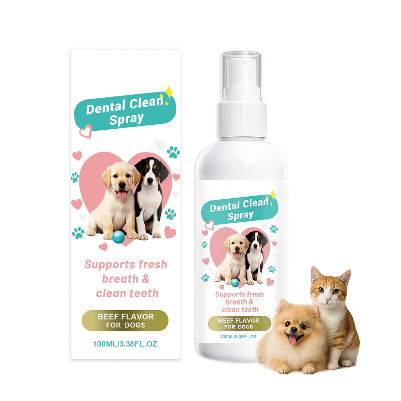 Yirrmiwn Pet Oral Tartar Remover Spray - Dog Breath Freshener and Teeth Cleaning Solution,No-Brush Plaque & Tartar Remover, Supports Daily Denta Hygiene, Easy Spray Use, 100ml