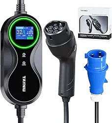 TAYNIU Infinity Carregador para Carro Elétrico Portátil 7KW 8-32A Cabo de 5M Tipo 2 Carros Elétricos e Híbridos,Uso interno/externo Com BYD Volvo Nissan, Envio de São Paulo, Brasil