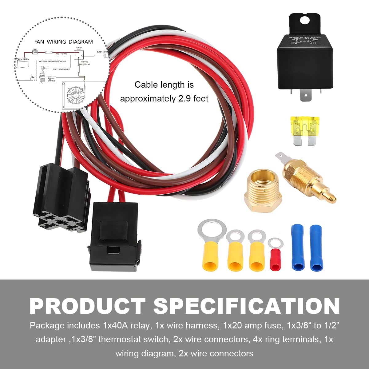 Snapklik.com : Electric Fan Relay Kit, 40 AMP Cooling Fan Relay ...