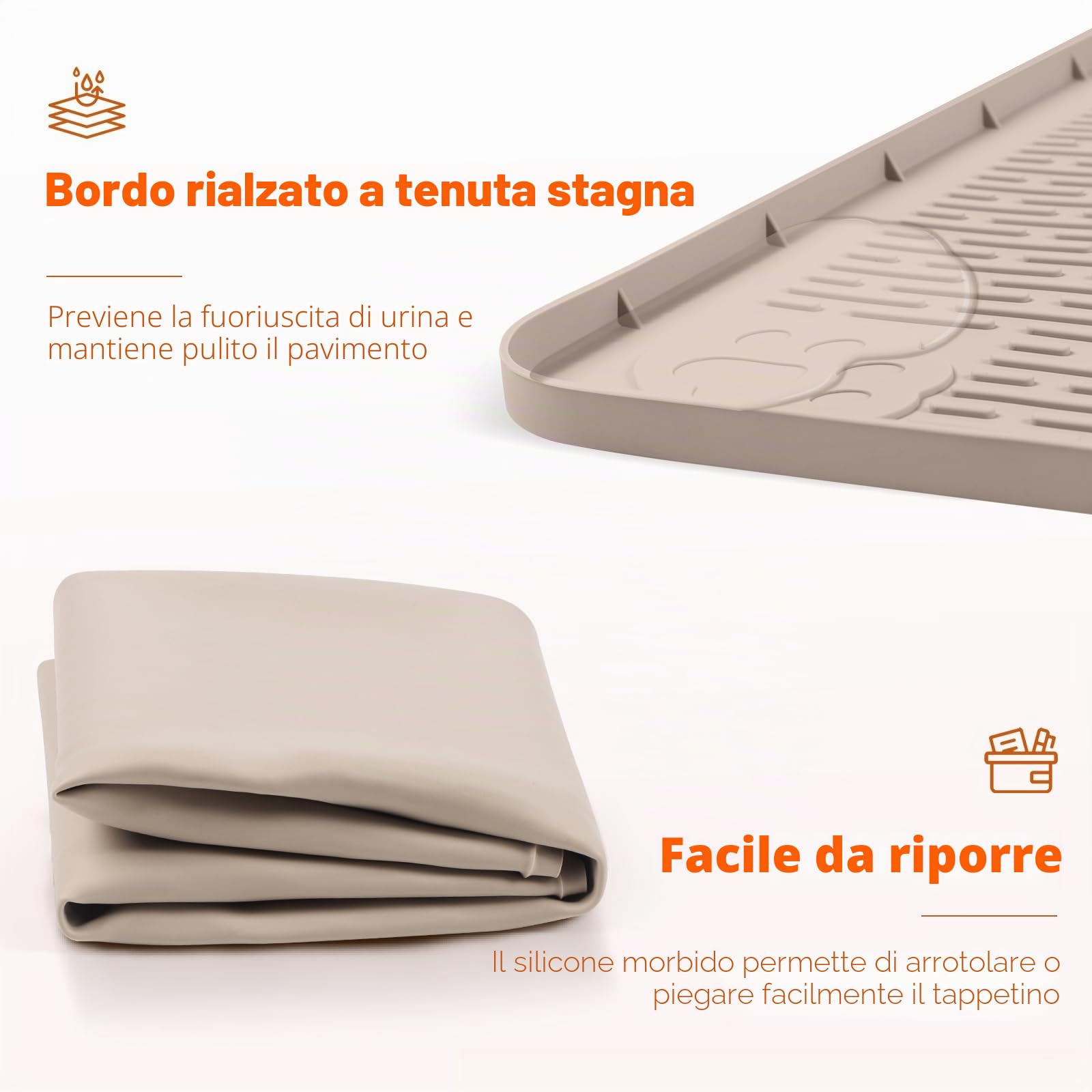 Tappetino per la pipì per cani, 101,6 x 71,1 cm, extra large, riutilizzabile, in silicone, per proteggere il pavimento, lavabile, antiscivolo, per addestramento al vasino (cachi)