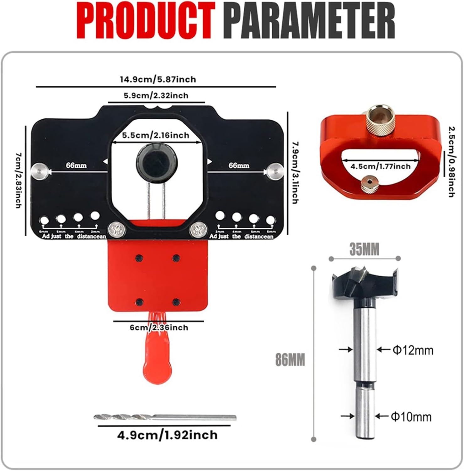 35mm Concealed Hinge Jig Kit Woodworking Hole Drilling Guide Locator Aluminum Alloy Hole Opener Tools 35mm Puncher Template