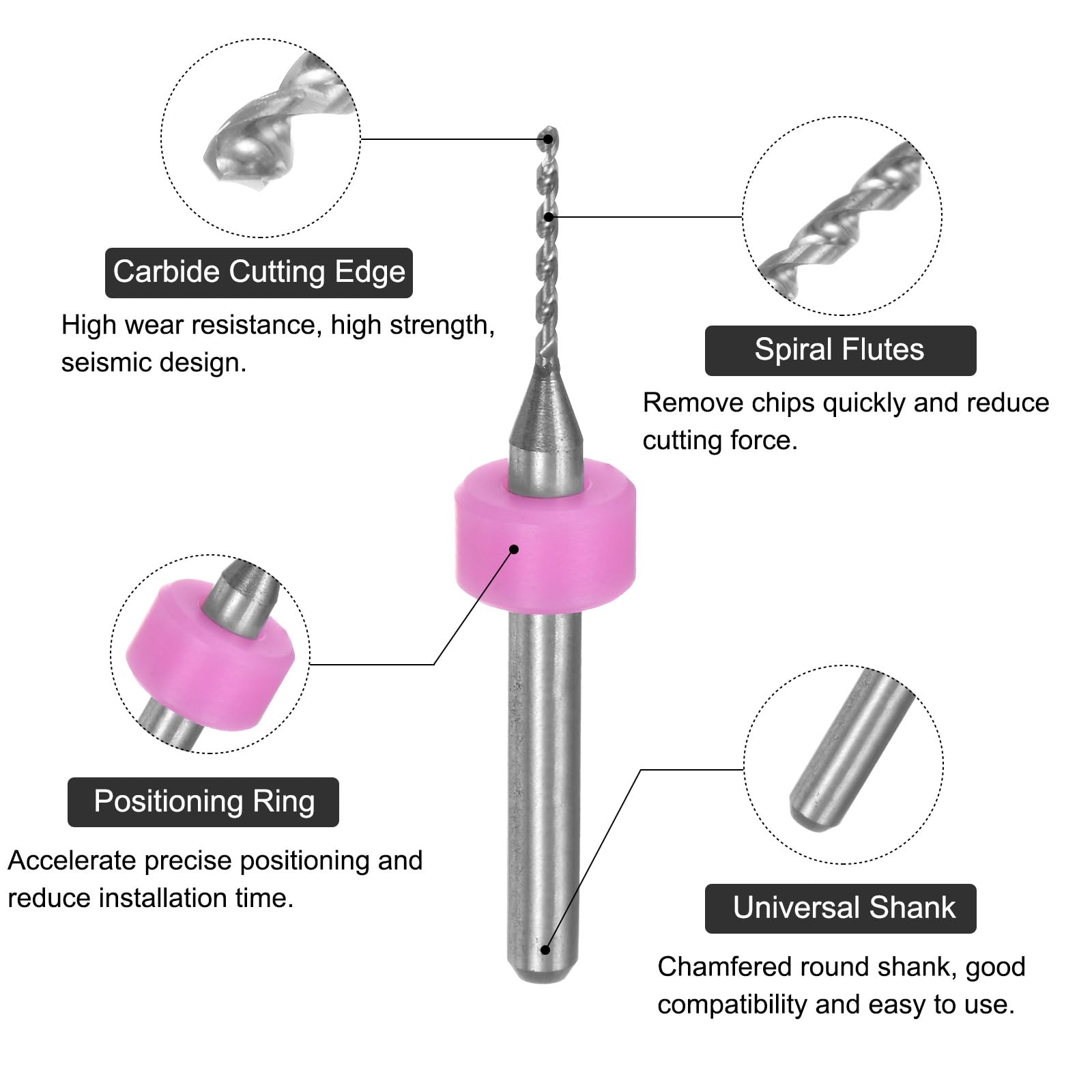 sourcing map Mikro-Leiterplatten-Bohrer-Set, 0,6 mm-1,5 mm Schaft, massives Wolframkarbid, CNC-Gravur, Druckleiterplattenbohrer, Drehwerkzeug, 10 Stück