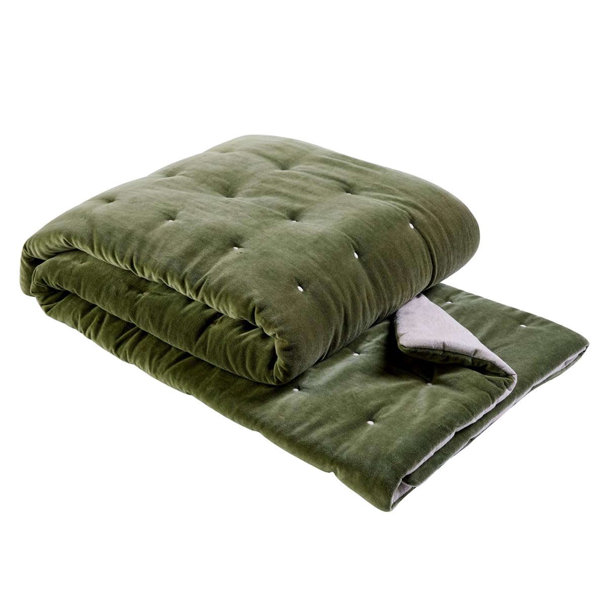 Christy Jaipur Luxury Quilted Throw | Smooth Cotton Velvet | Olive Green โ image 1