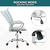 Vista 7 de Silla ergonómica de oficina gris, silla de escritorio de malla para computadora, sillas de escritorio de oficina en casa con ruedas, silla giratoria
