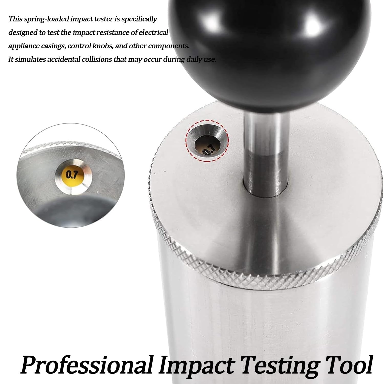 Impactador Universal de Martillo de Resorte - Probador de Resistencia mecánica para electrónica, Niveles de energía de 0,2 J a 1,0 J, Radio de 10 mm, máquina de Prueba de Impacto