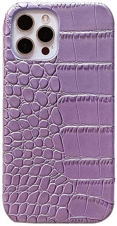 Coque violette iPhone 12 Mini en cuir crocodile élégant et antichoc