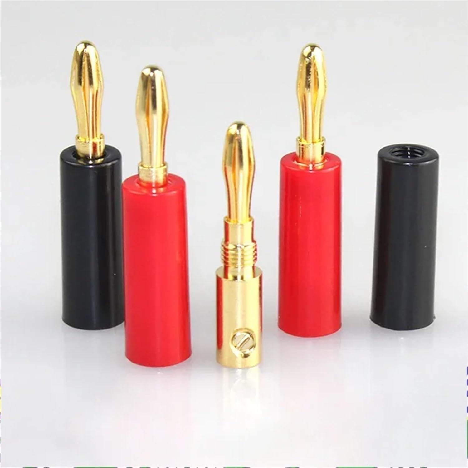 10/40/200PCS 4mm Gold Plated Banana Connector Speaker Horn Speakers Banana for Audio Video Cable Adapter Speaker(20 Red 20 Black)