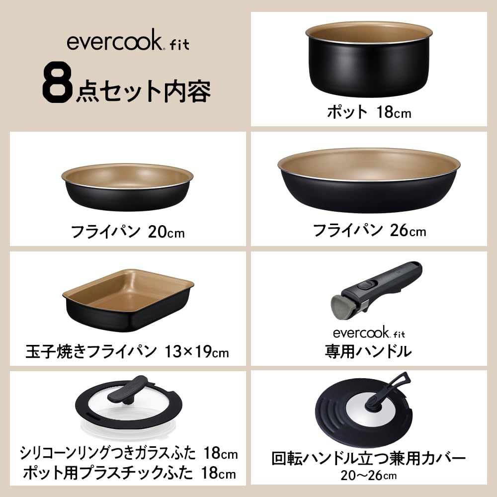 Amazon.co.jp: エバークック フィット フライパンセット 8点セット IH