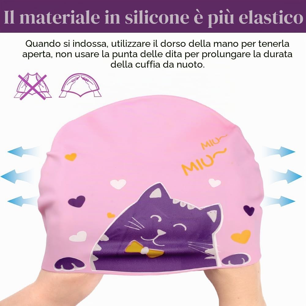 Cuffia Piscina Bambina 6-14 Anni in Silicone Impermeabile - Cuffie Nuoto Sport
