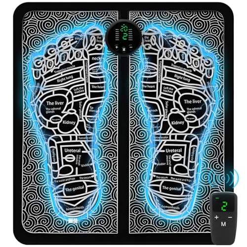 Portable MHD EMS TENS Foot Massager for Plantar Fasciitis & Neuropathy Pain Relief - Deep Tissue Electric Muscle Stimulator, Adjustable Intensity, Lightweight Design for Home, Travel, Office Use
