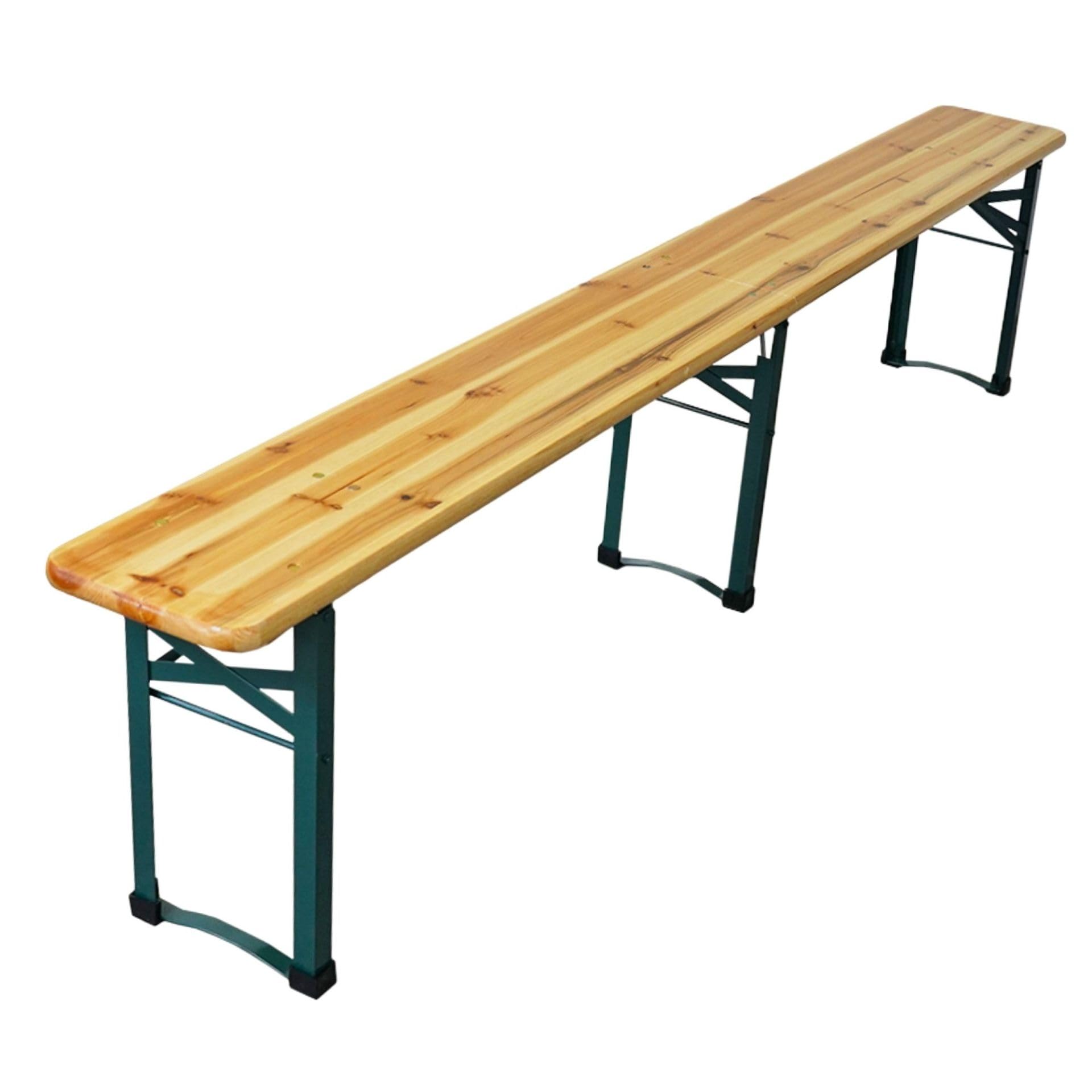 CHEFGASTRO Bierzeltgarnitur mittig klappbar 220 cm breit 3-teilig 1x Tisch 2X Bierbank, lackiertes Holz inkl. 16x Bodenschoner aus Kunststoff Biertischgarnitur Festzeltgarnitur Gartenmöbel-Set