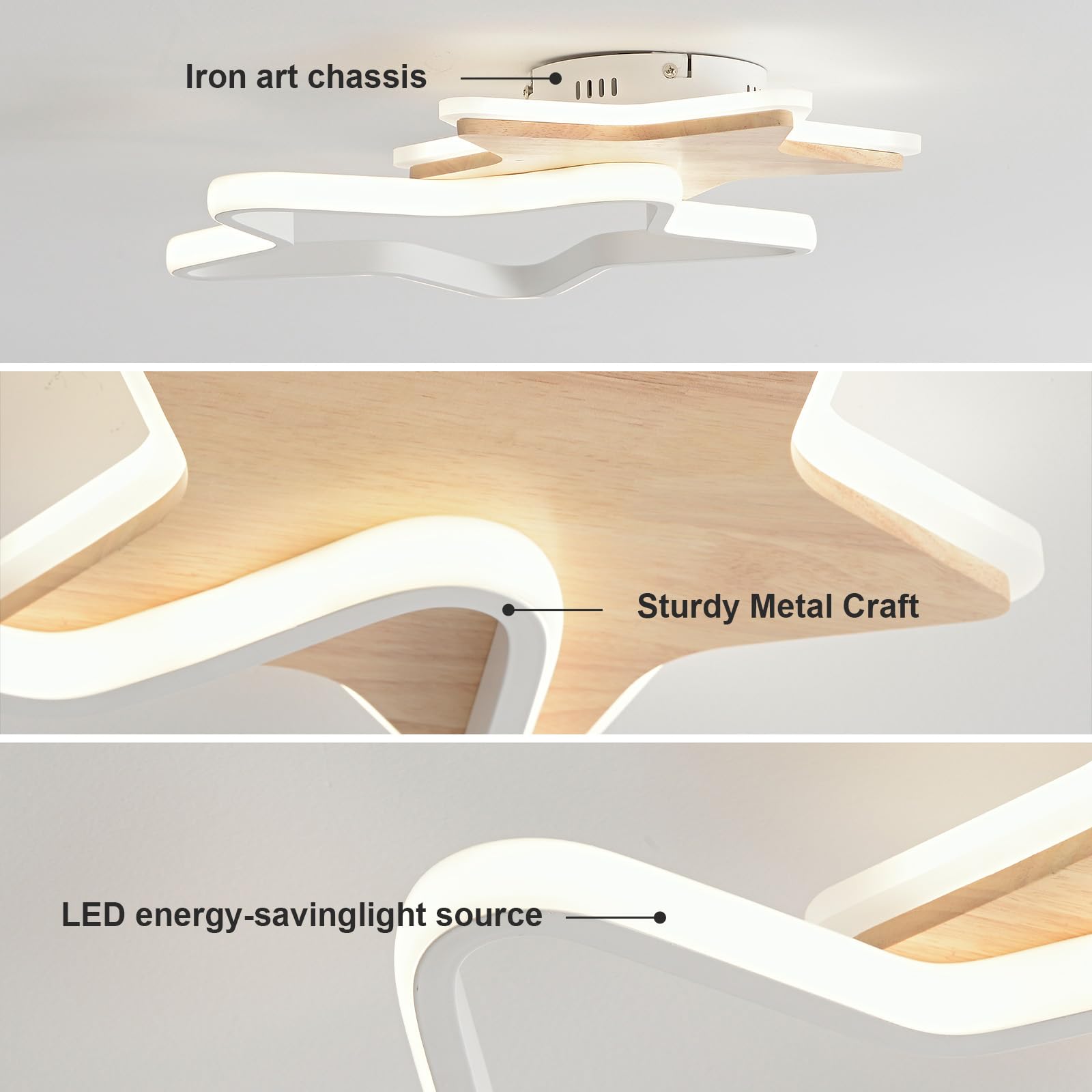 Lámpara de Techo LED, Lámpara de Techo de 26W para Habitaciones Infantiles, Habitaciones Infantiles de 40cm Regulable, Plafon LED Creativa con Forma de Estrella