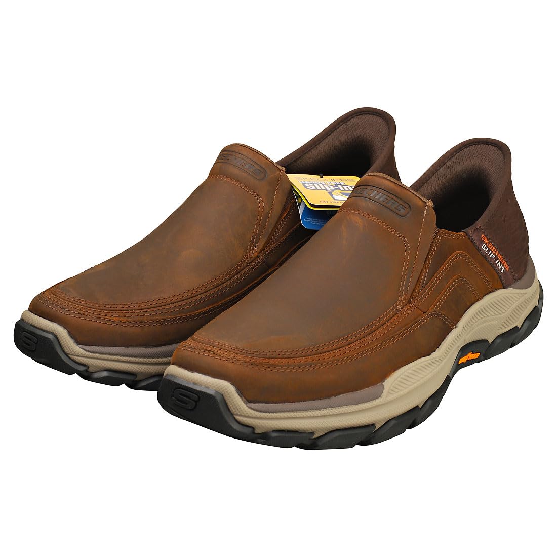 Skechers Slip-ins Respected - Zapatos sin Cordones para Hombre, Color marrón Oscuro