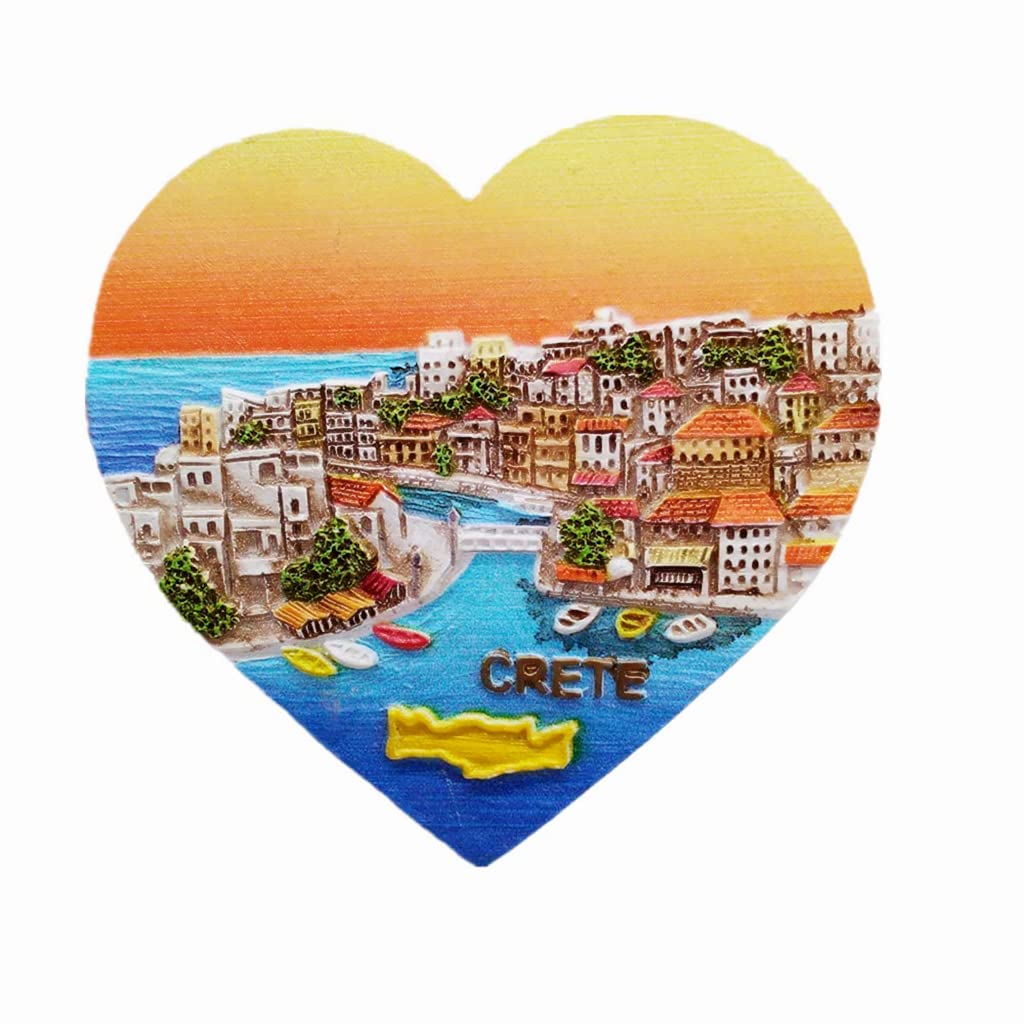 Altko Sz-1383 Heart Shape Crete Greece Magnet Fridge Refrigerator Magnet Decoration Sticker Souvenir Resin Crafts Kitchen Whiteboard